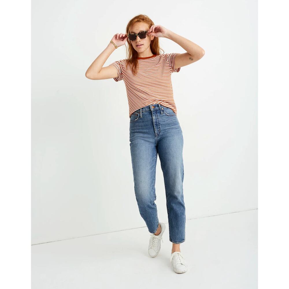 Madewell Classic Straight‎ Jean Crop High Rise Medium Light Wash Denim